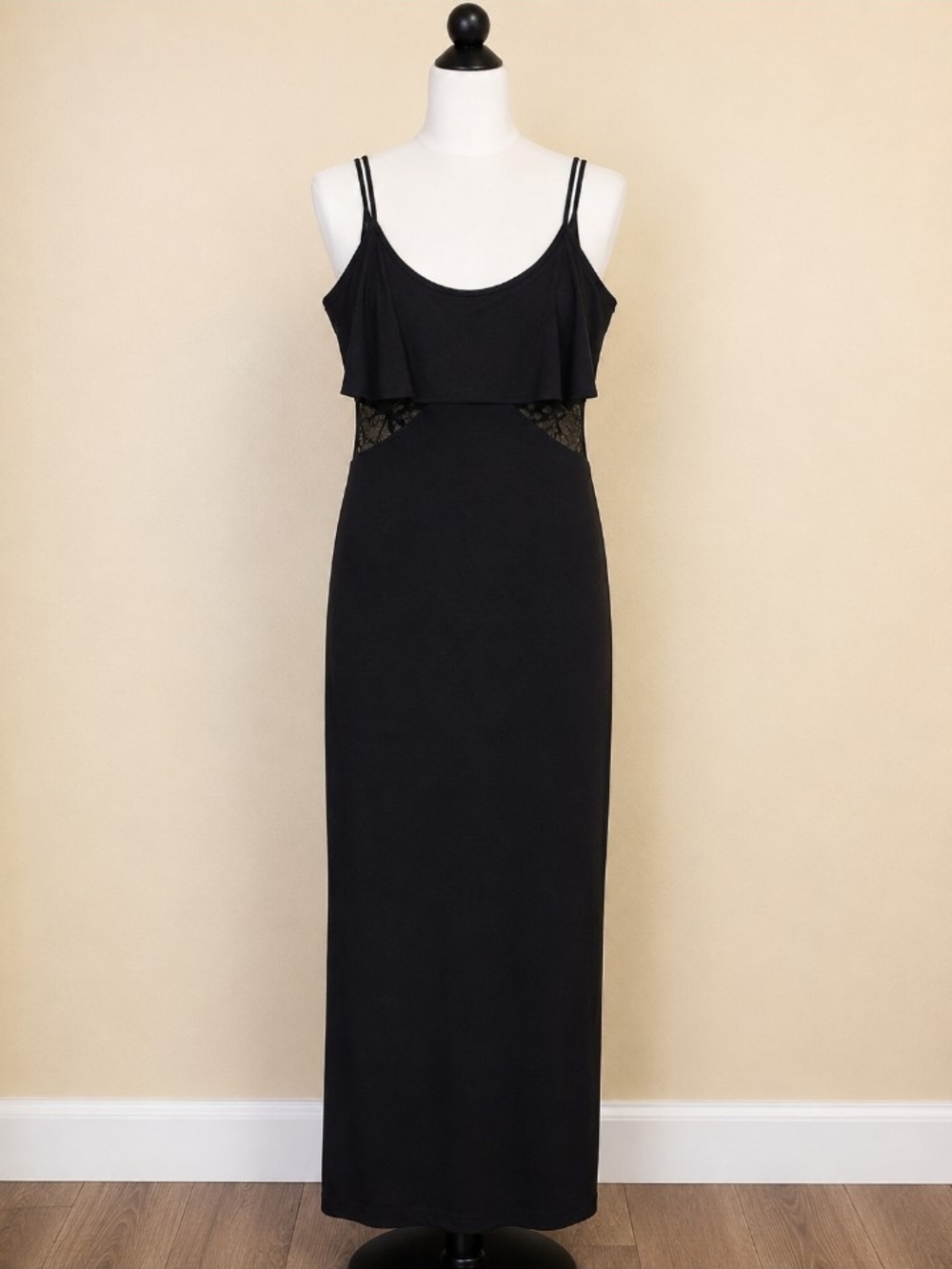All That Jazz Black Lace-Trim Maxi Dress